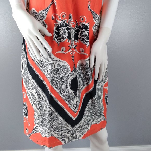 ASOS Maternity Dress Women's Size 4 Orange Black White Print Short Sleeve - Picture 3 of 10